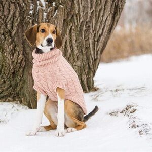 Chic Knitted Dog Sweater in Soft Pink